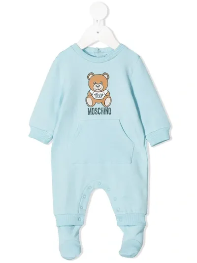 Moschino Babies' Teddy Bear-print Romper In Blue