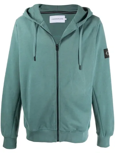 Calvin Klein Jeans Est.1978 Logo Patch Hoodie In Green