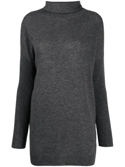 Lamberto Losani Roll-neck Long Jumper In Grey