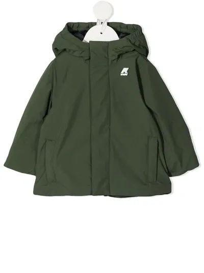 K-way Babies' Hooded Padded Jacket In Green