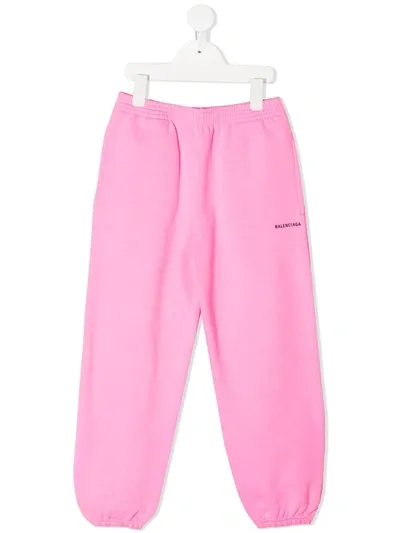 Balenciaga Kids' Logo Printed Joggers In Pink