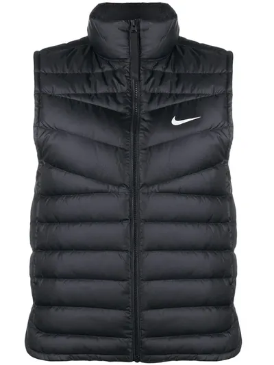 Nike Zipped Padded Gilet In Schwarz