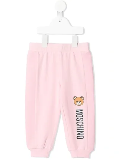 Moschino Babies' Logo Print Tracksuit Bottoms In 粉色