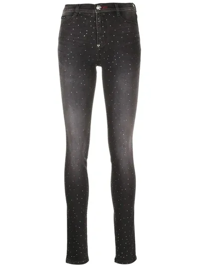 Philipp Plein Crystal-embellished Jean Leggings In Black