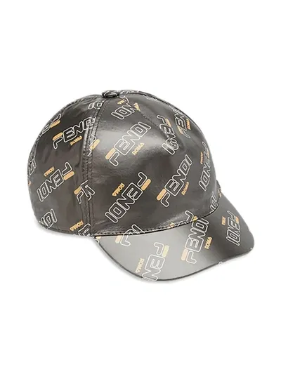 Fendi Kids'  Mania Baseball Cap In Black