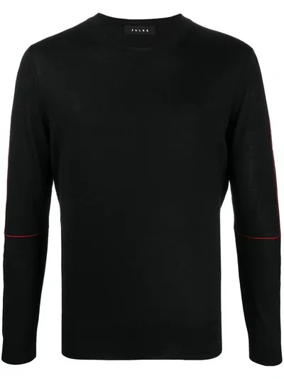 Falke Contrast-stitching Crewneck Jumper In Black