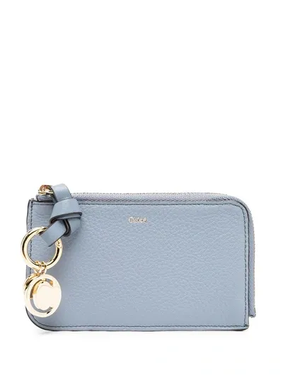 Chloé Logo-disc Zip-around Wallet In Blau