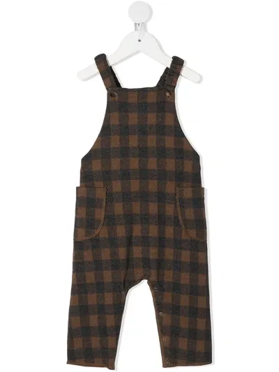 Zhoe & Tobiah Babies' Check-pattern Dungarees In 棕色