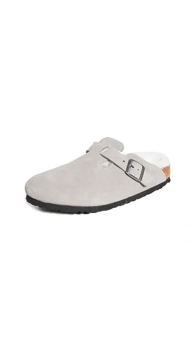 Birkenstock Boston Shearling Clogs In White