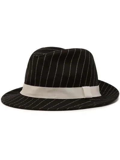 Dolce & Gabbana Pinstripe Wool Fedora In Schwarz