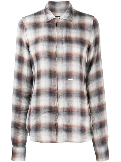 Dsquared2 Check-pattern Buttoned Shirt In Blue