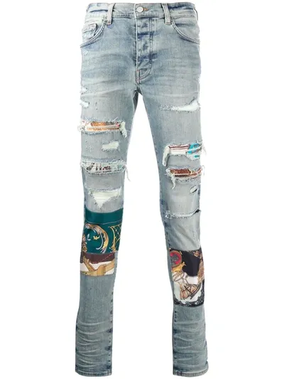 Amiri Skinny-jeans In Distressed-optik In Indigo Indigo