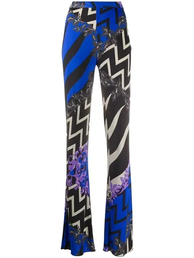 Emilio Pucci Lupa Print High-waist Trousers In Blue