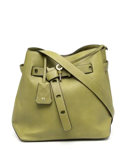 Tila March Lea Pebbled Bucket Bag In Green