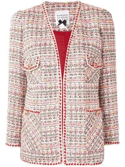 Edward Achour Paris Tweed Fitted Blazer In Red