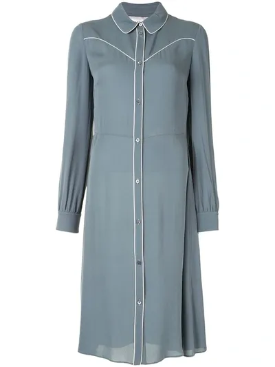 Pre-owned Valentino Piping Detail Shirt Dress In Blue