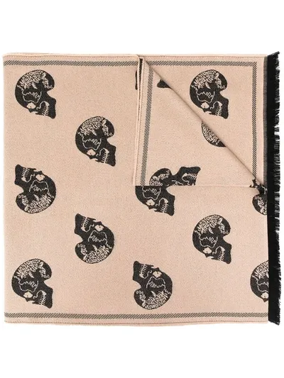 Gabriele Pasini Skull-jacquard Scarf In Neutrals