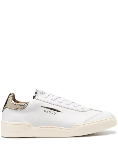 Ghoud Logo Print Metallic Sneakers In White