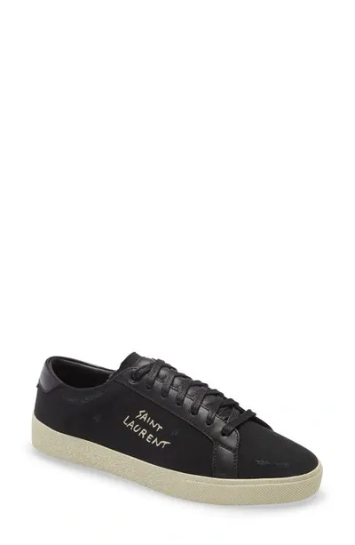 Saint Laurent Court Classic Sl06 Canvas Trainers In Black