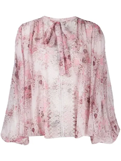 Giambattista Valli Tie-neck Floral Print Blouse In Pink