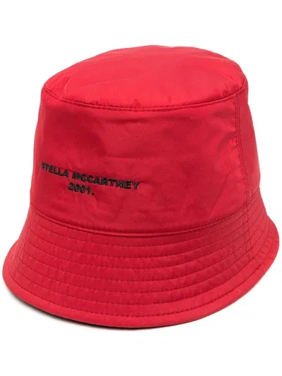 Stella Mccartney 2001 Reversible Embroidered-logo Bucket Hat In Red