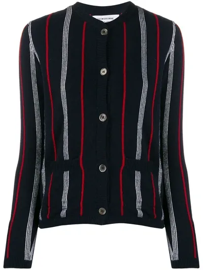 Thom Browne Striped Button-up Cardigan In Blue