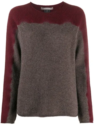 Suzusan Colour-block Cashmere Jumper In Red