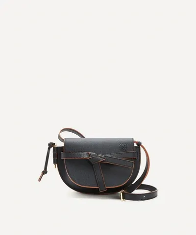 Loewe Mini Gate Leather Dual Cross-body Bag In Black