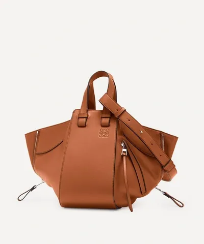 Loewe Small Hammock Leather Bag In Tan