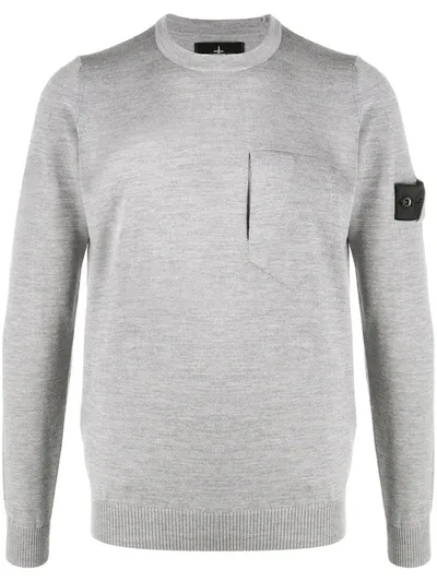 Stone Island Shadow Project Crew Neck Patch Pocket Jumper In Grey