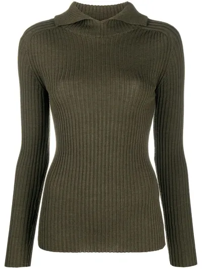 Erika Cavallini Polo-neck Knit Jumper In Green