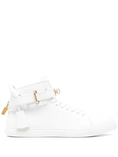 Buscemi Pebbled-effect Leather Sneakers In White