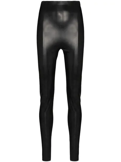 Saint Laurent High-waist Latex Leggings In Black