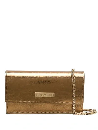 Casadei Visione Metallic Crossbody Bag In Gold