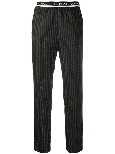 Ermanno Ermanno Straight-leg Logo-waistband Trousers In Black