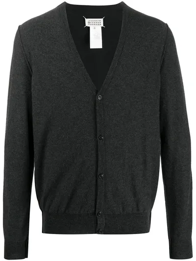 Maison Margiela Piped Buttoned V-neck Cardigan In Grey