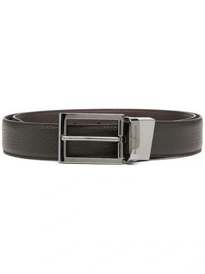 Ermenegildo Zegna Debossed Logo Belt In Brown