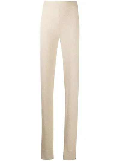 Extreme Cashmere Slim-fit Knitted Trousers In Neutrals