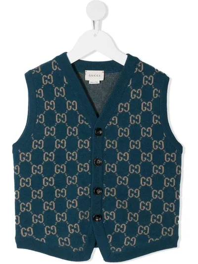 Gucci Kids' Gg Wool Vest In Blue