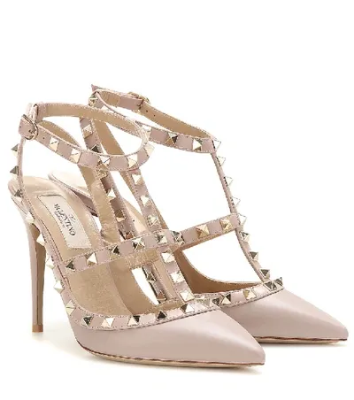 Valentino Garavani Rockstud Leather Pumps In Pink