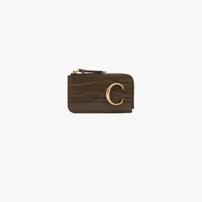 Chloé Green C Mock Croc Leather Coin Purse