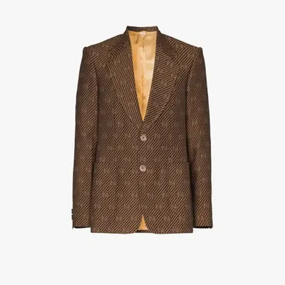 Gucci Diagonal Gg Stripe Single-breasted Blazer In Brown