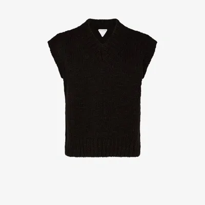 Bottega Veneta Chunky-knit Cap-sleeve Jumper In Brown