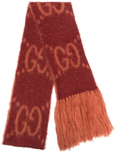 Gucci Logo-print Mohair Scarf In Red