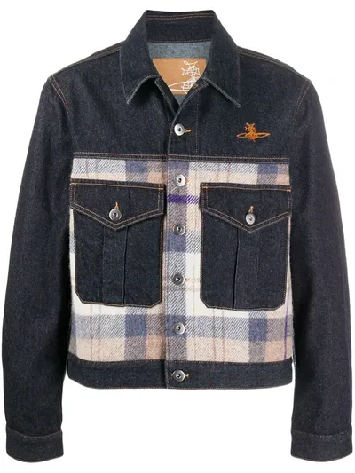 Vivienne Westwood Plaid Panelled Denim Jacket In Blue