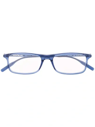 Montblanc Transparent Square-frame Glasses In Blue