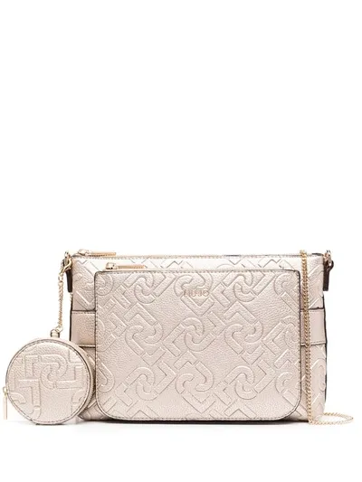 Liu •jo Embossed Logo Clutch Bag In Gold