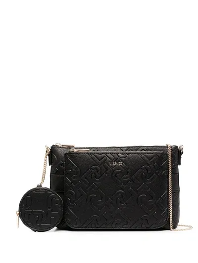 Liu •jo Embossed Logo Clutch Bag In Black