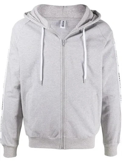 Moschino Logo Tape Hoodie In Grey