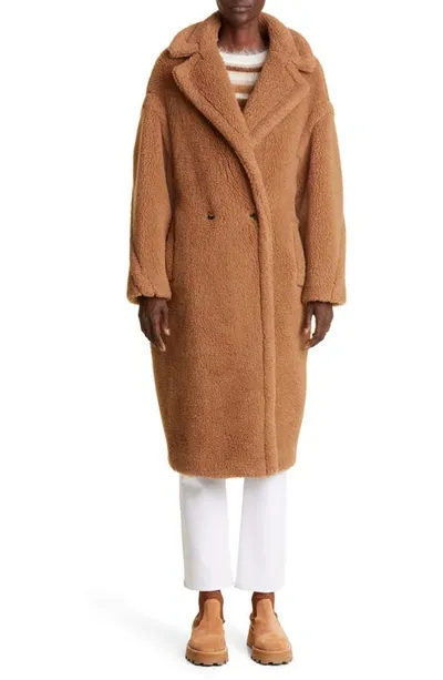 Max Mara Teddy Bear Icon Faux Fur Coat In Camel